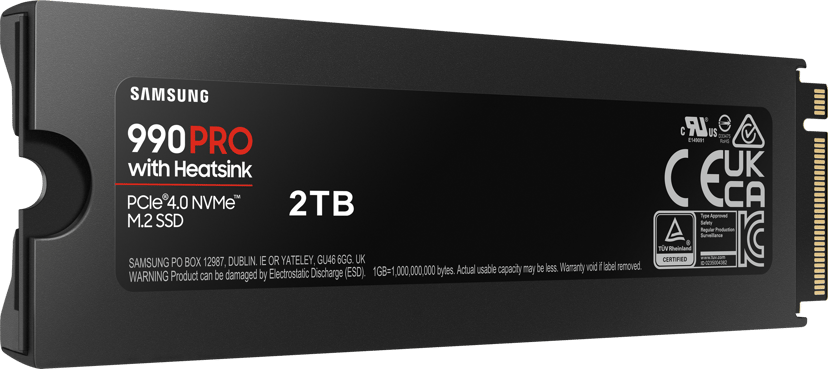 Samsung 990 PRO 2TB SSD Heatsink M.2 PCIe 4.0 (MZ-V9P2T0GW)