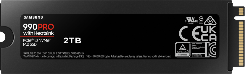 Samsung 990 PRO 2TB SSD Heatsink M.2 PCIe 4.0 (MZ-V9P2T0GW)