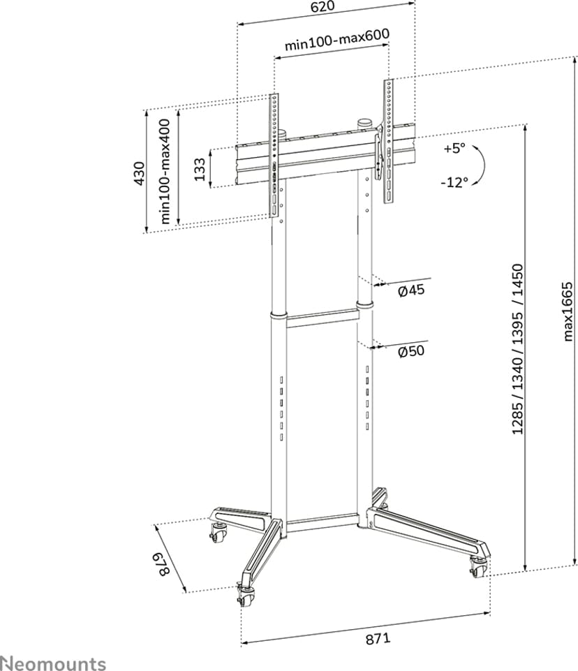 Neomounts FL50-540BL1 - Mobiele Vloerstandaard voor 37-70" flatscreen