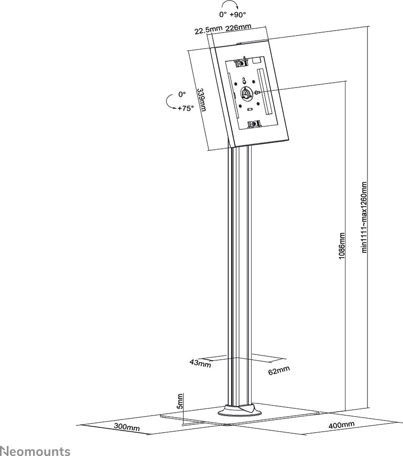 Neomounts FL15-650WH1 - Tablet Floor stand for 9,7-11" tablets - White