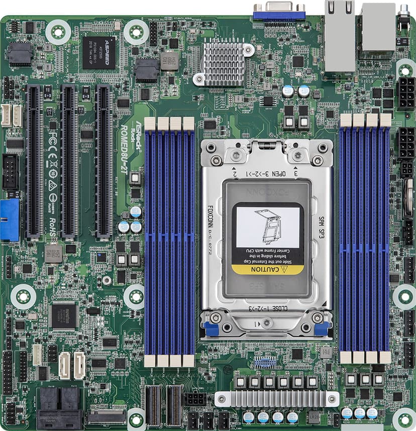ASRock Rack ROMED8U-2T Socket SP3 (LGA4094) Moderkort Micro-ATX LGA 4094 Micro-ATX