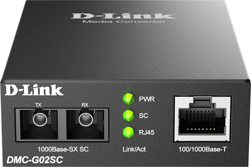 D-Link DMC-G02SC/B mediakonverterare för nätverk 1000 Mbit/s Flerläge