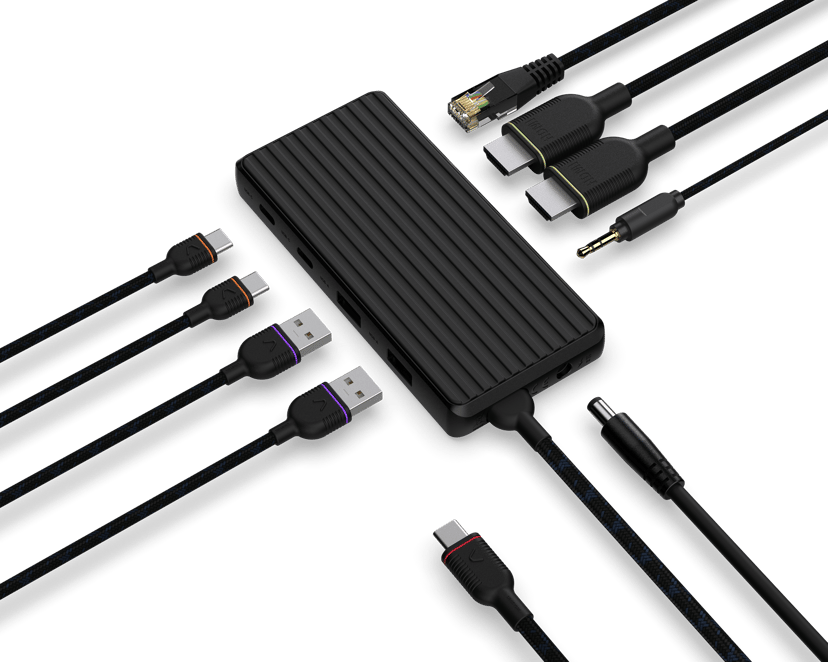 Unisynk 9 Port Dual + 100w strömadapter USB-C 3.2 Gen 2 (3.1 Gen 2)