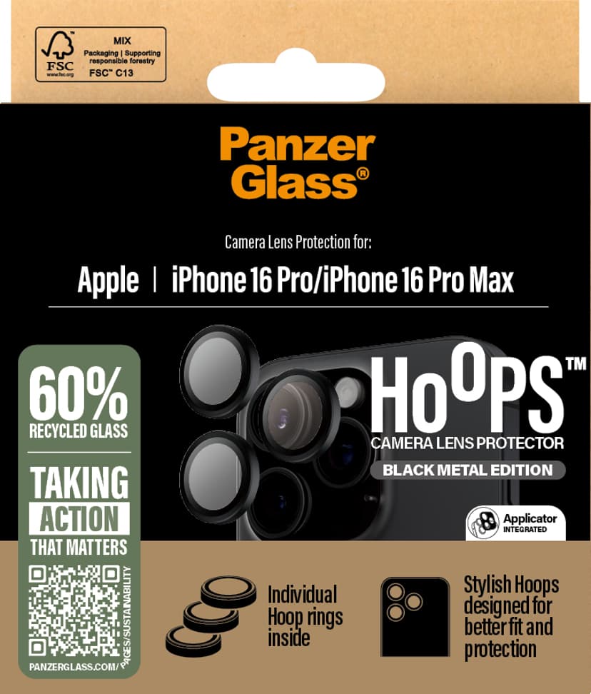 Panzerglass Hoops Black Lens Protector iPhone 16 Pro/iPhone 16 Pro Max