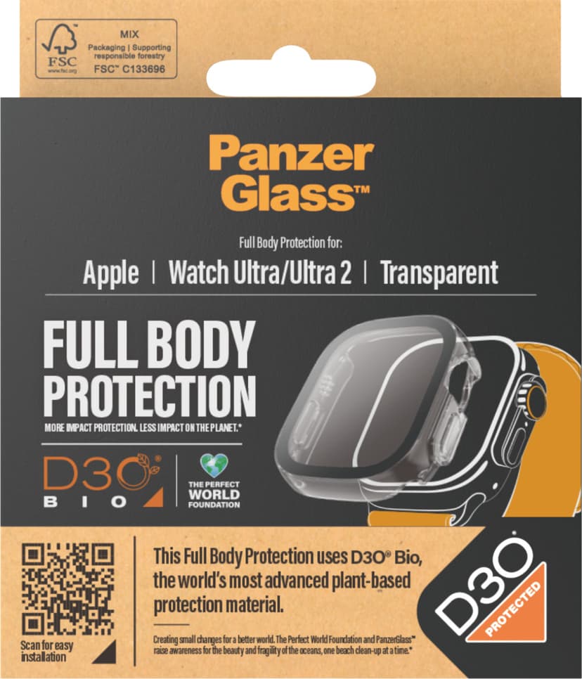 Panzerglass Full Body Apple Watch Ultra/Ultra 2/Ultra 3 49mm With D30 Clear