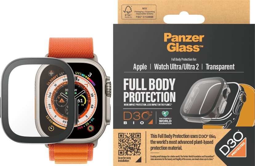 Panzerglass Full Body Apple Watch Ultra/Ultra 2/Ultra 3 49mm With D30 Clear