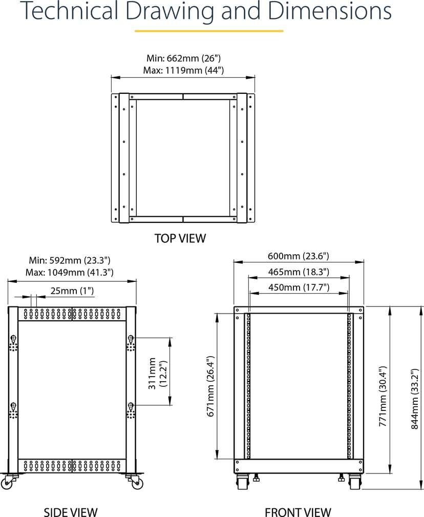 Startech Open Frame Server Rack 15U