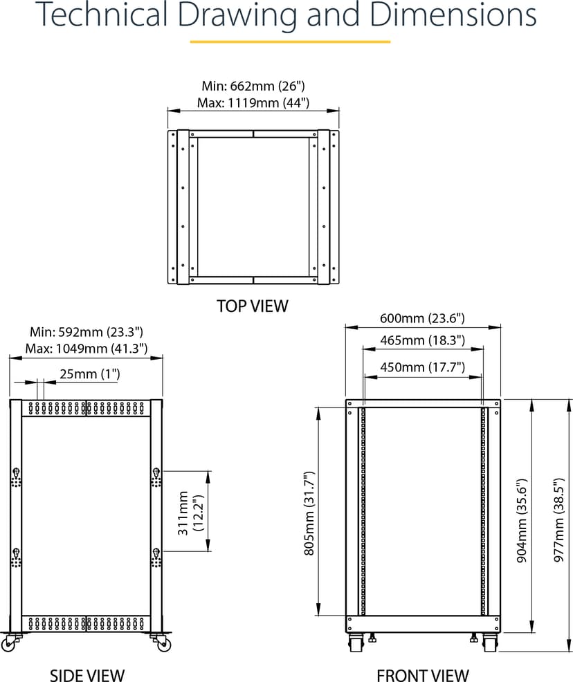 Startech Open Frame Server Rack 18U