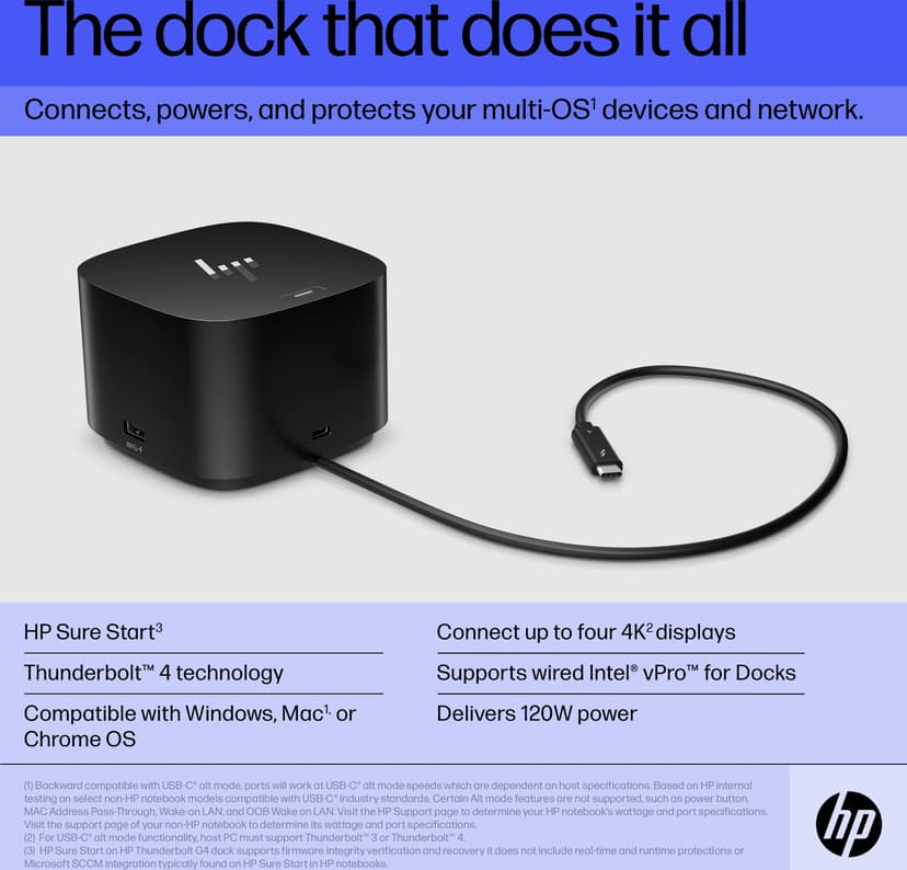 HP Thunderbolt Dock G4 120W - (Kuppvare klasse 3) Thunderbolt 4