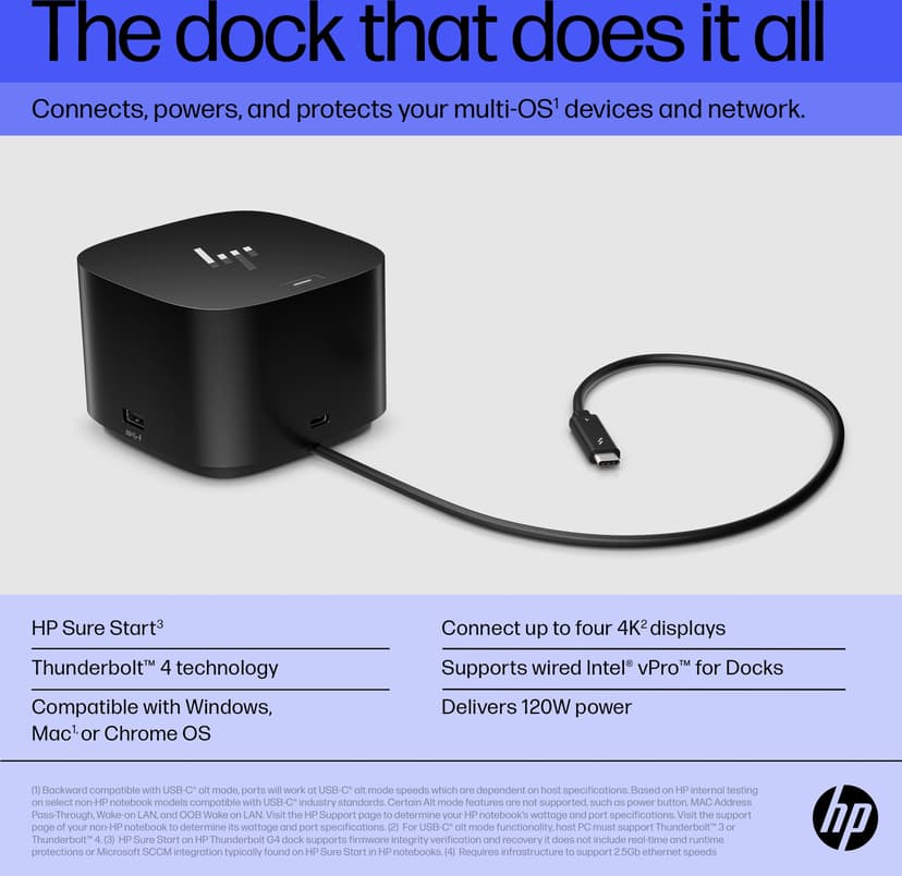 HP Thunderbolt Dock G4 120W - (Fyndvara klass 3) Thunderbolt 4