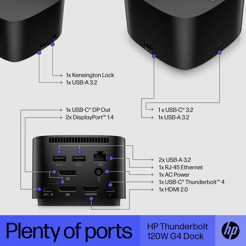 HP Thunderbolt Dock G4 120W - (Fyndvara klass 3) Thunderbolt 4