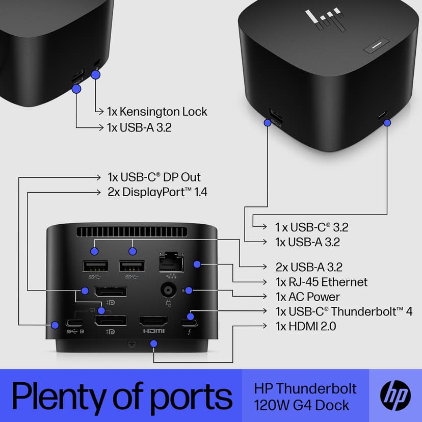 HP Thunderbolt Dock G4 120W - (Fyndvara klass 3) Thunderbolt 4