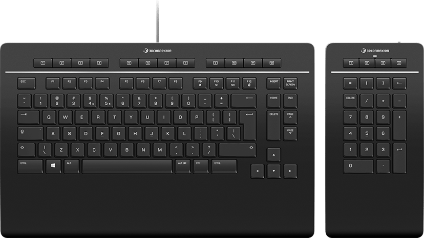 3DConnexion Keyboard Pro With Numpad - (Fyndvara klass 2) Trådbunden och trådlös Nordisk