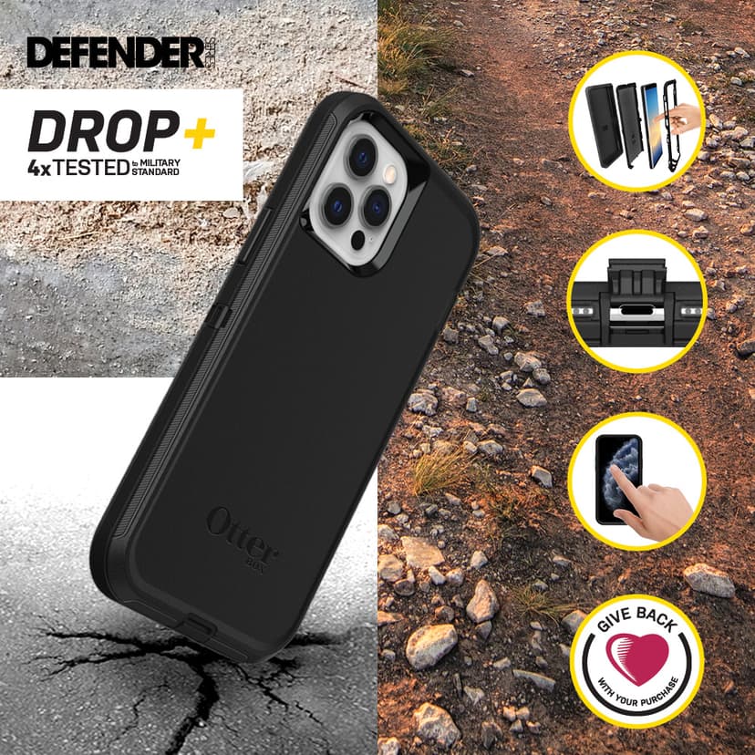 Otterbox Defender Series för Apple iPhone 12/iPhone 12 Pro, svart - Ingen distributionsförpackning Svart