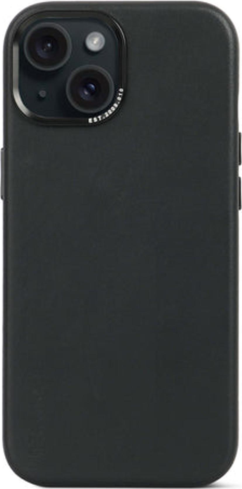 Decoded Leather Backcover iPhone 13, iPhone 14, iPhone 15 Musta