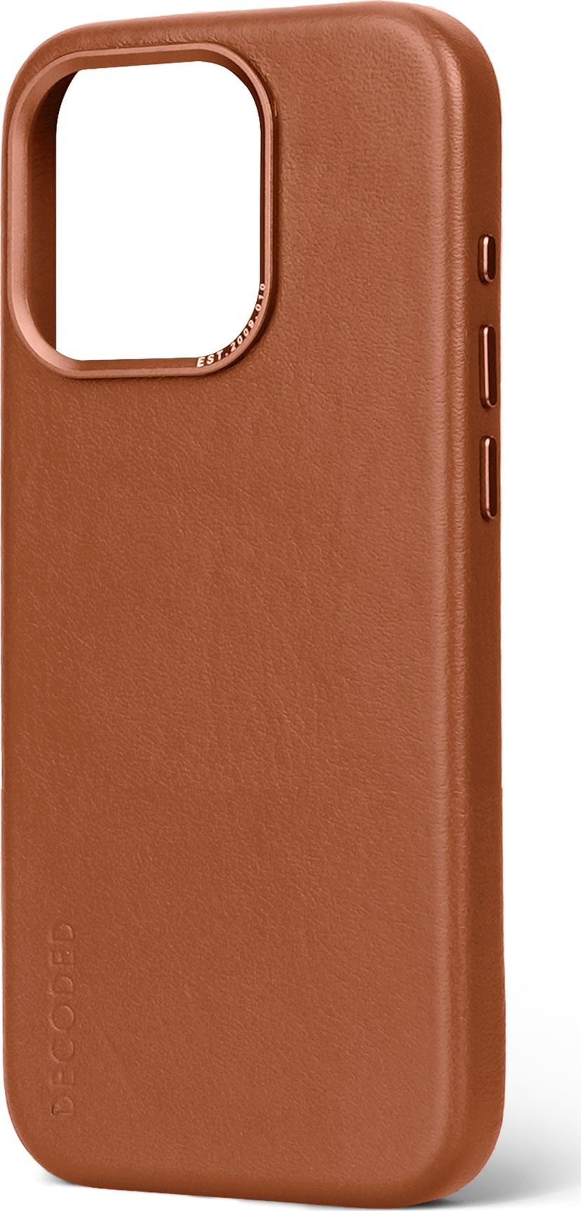 Decoded Leather Backcover iPhone 15 Pro Brun