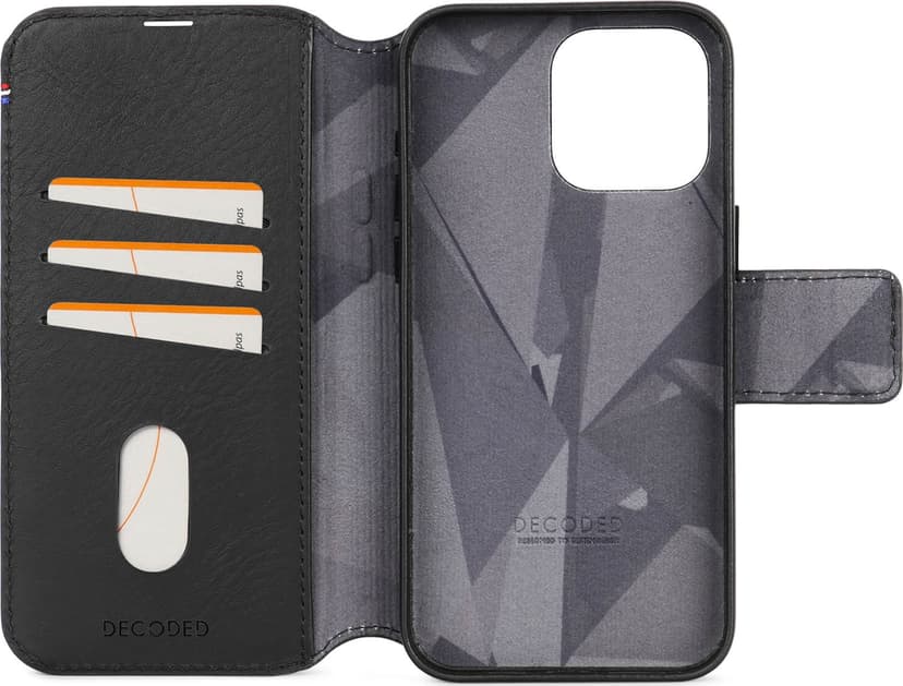 Decoded Leather Detachable Wallet iPhone 15 Pro Max Musta