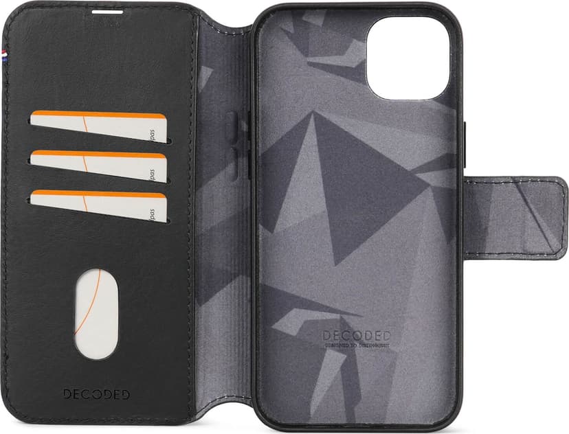 Decoded Leather Detachable Wallet iPhone 15 Plus Musta