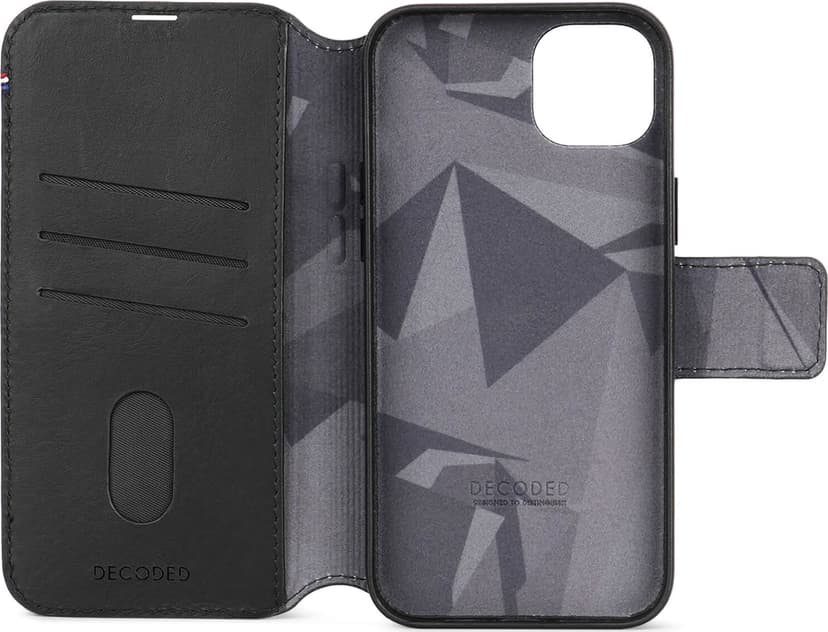 Decoded Leather Detachable Wallet iPhone 15 Plus Svart