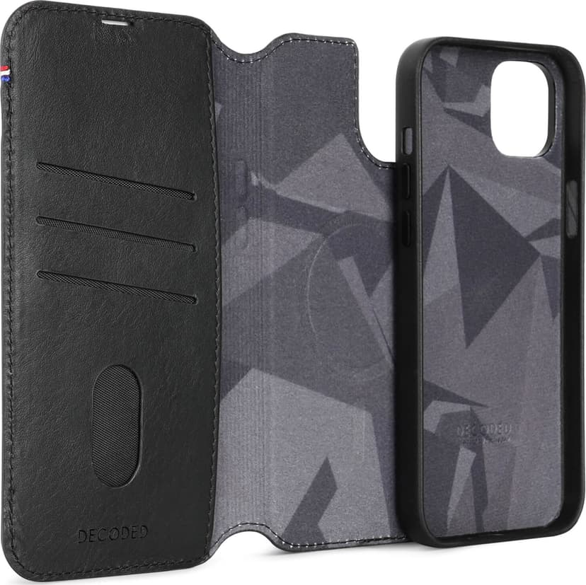 Decoded Leather Detachable Wallet iPhone 15 Plus Svart