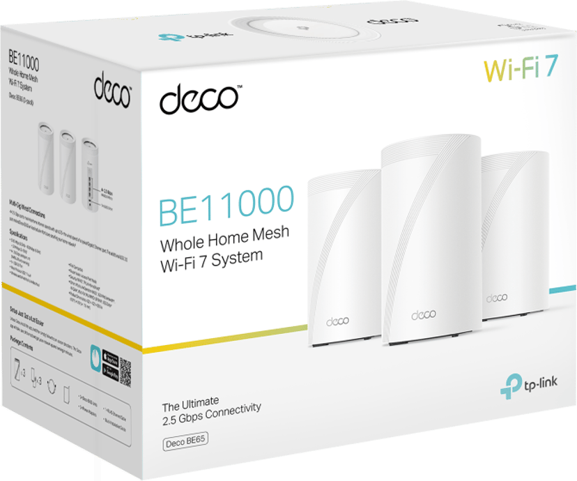 TP-Link Deco BE65 WiFi 7 Mesh System 3-Pack  - (Löytötuote luokka 2)