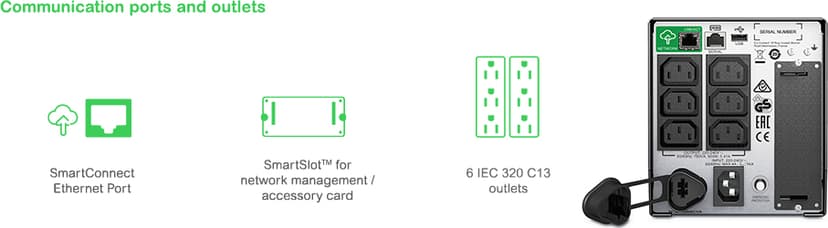 APC Smart-UPS SMT750IC - 6 x C13, USB, SmartConnect, 750 VA