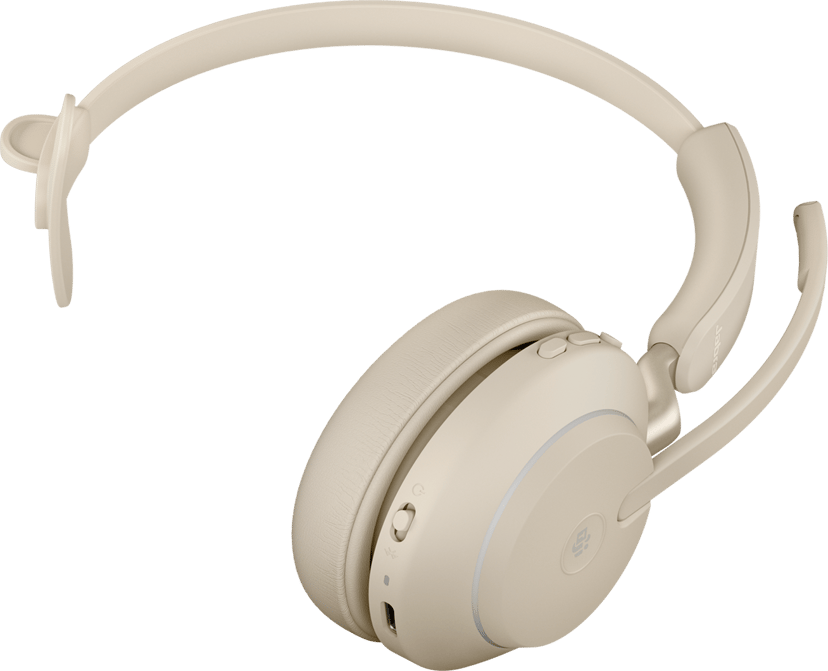 Jabra Evolve2 65 Stereo USB-C Avaya, Cisco, Unify, Mitel, Microsoft Teams, Zoom, Google Meet, Amazon Chime Beige