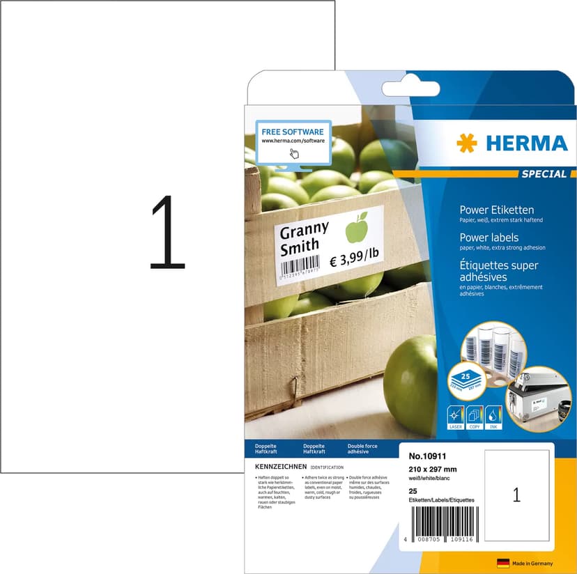 Herma Labels Power 210x297mm A4 25 ark