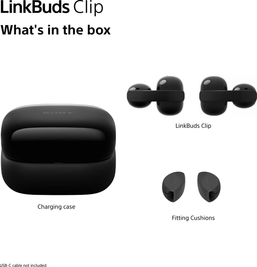 Sony LinkBuds Clip Stereo Svart