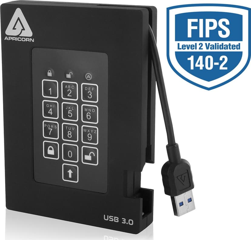 Apricorn Padlock fortress 2TB Svart
