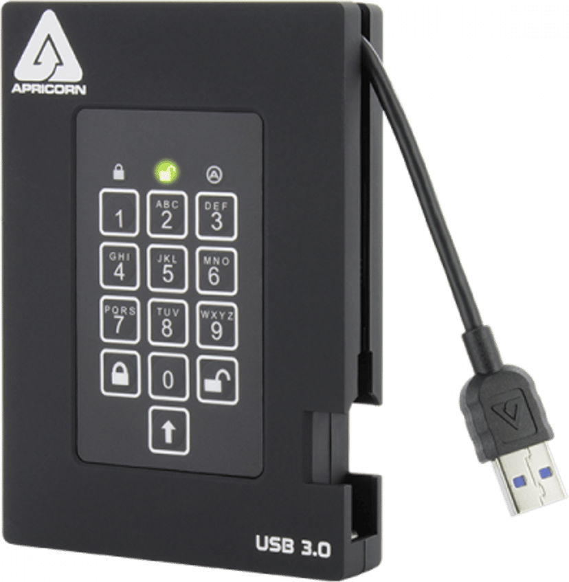 Apricorn Padlock Fortress 16TB USB-A Svart