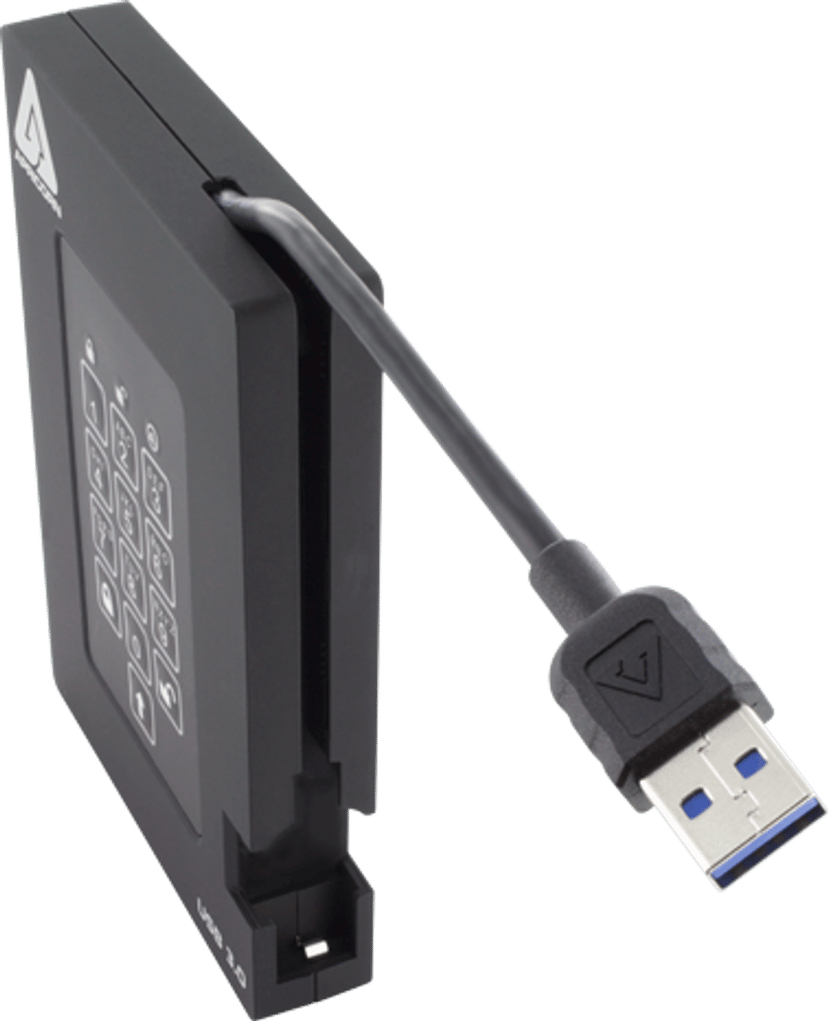 Apricorn Padlock Fortress 16TB USB-A Svart