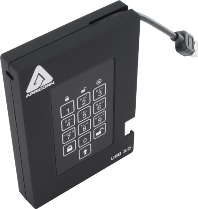 Apricorn Padlock Fortress 16TB USB-A Svart