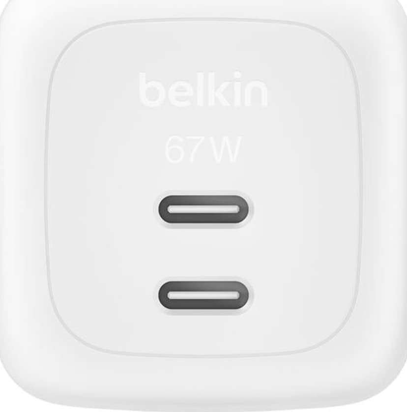 Belkin Dual USB-C GaN Wall Charger 67W + USB-C Cable 2m Vit