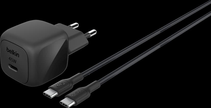 Belkin 45W USB PD Compact Wall Charger + USB-C Cable 1m Svart