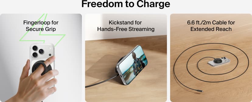 Belkin UltraCharge Magnetic Pad Qi2 25w With Kickstand 2m Svart