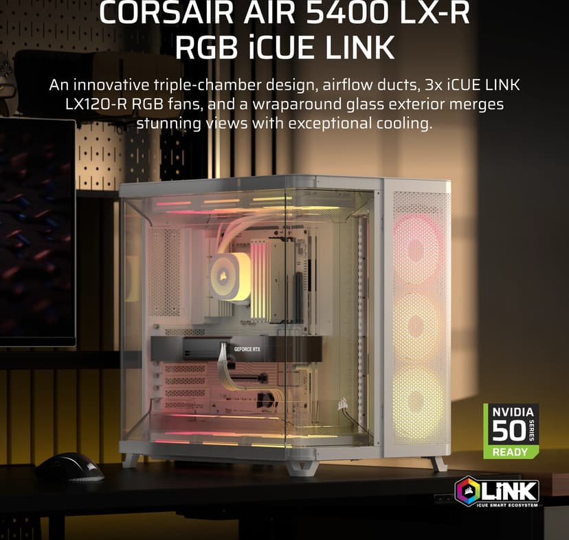 Corsair Air 5400 LX-R RGB iCUE Link 3X Chamber Midi Tower Hvid