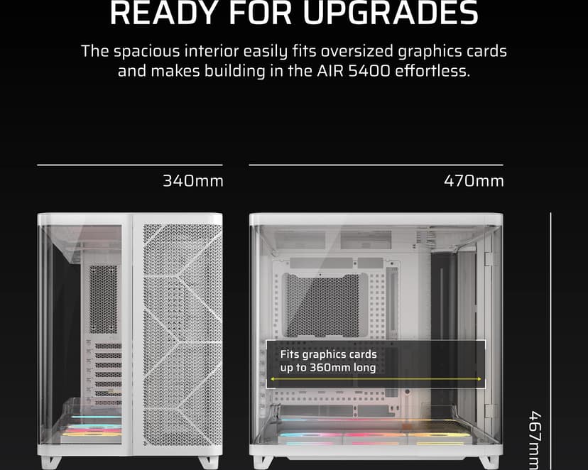 Corsair Air 5400 LX-R RGB iCUE Link 3X Chamber Midi Tower Valkoinen