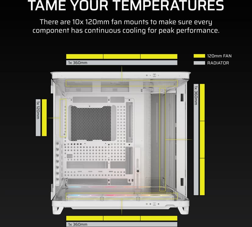 Corsair Air 5400 RS-R ARGB 3X Chamber Midi Tower Hvid