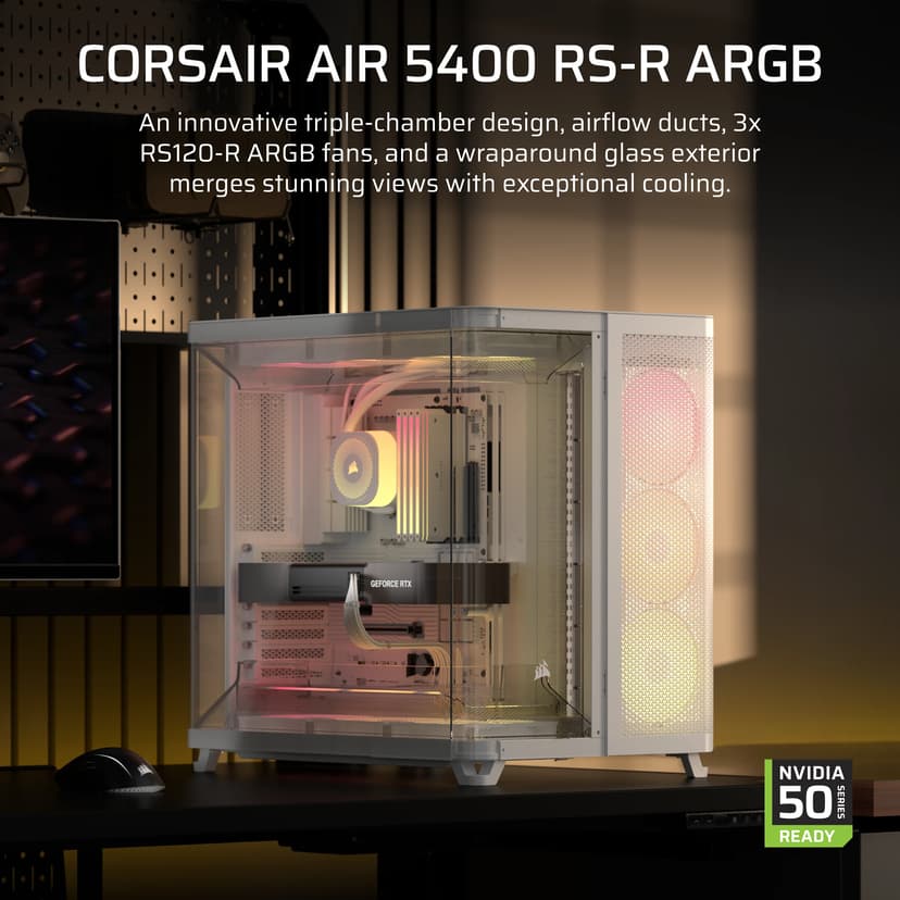 Corsair Air 5400 RS-R ARGB 3X Chamber Midi Tower Hvid