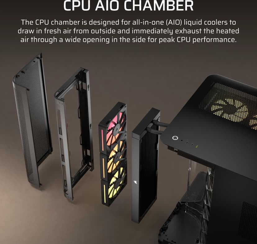 Corsair Air 5400 LX-R RGB iCUE Link 3X Chamber Midi Tower Sort