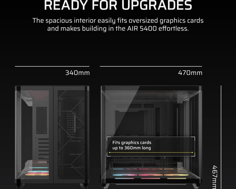 Corsair Air 5400 LX-R RGB iCUE Link 3X Chamber Midi Tower Sort