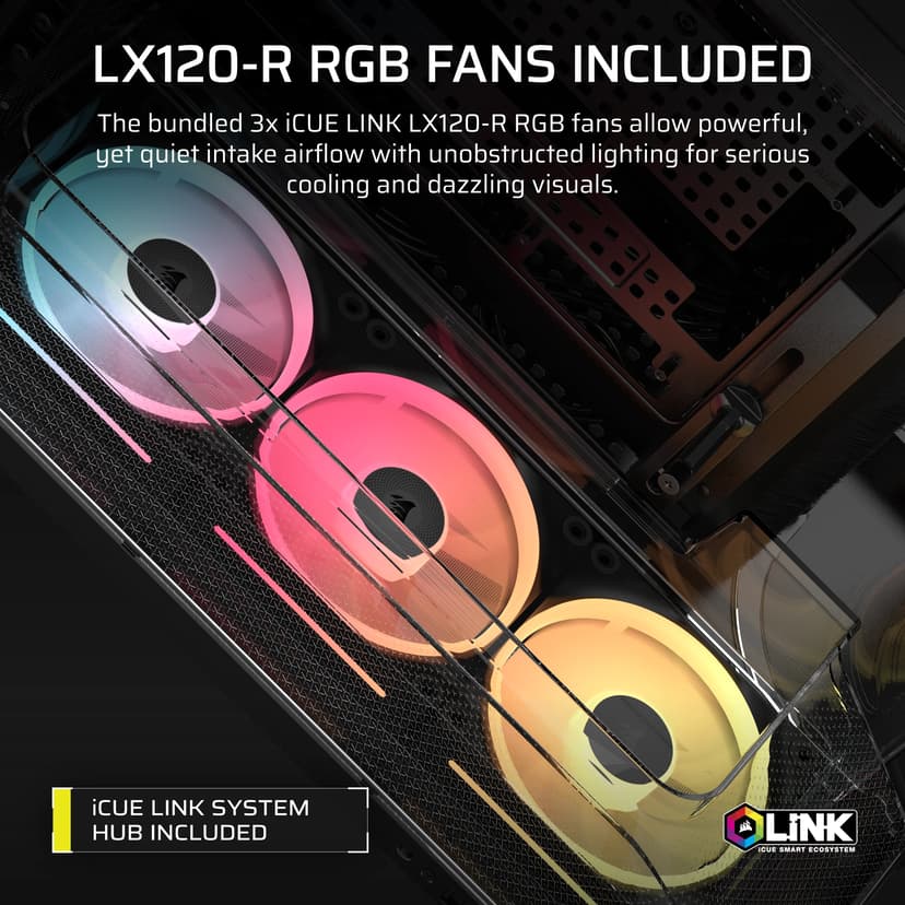 Corsair Air 5400 LX-R RGB iCUE Link 3X Chamber Midi Tower Sort