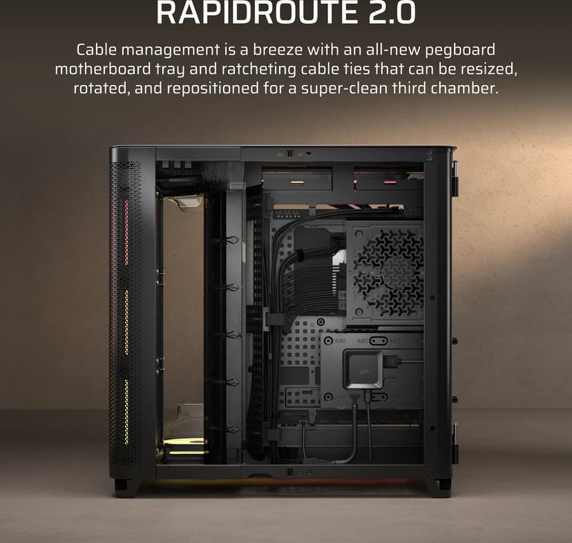 Corsair Air 5400 LX-R RGB iCUE Link 3X Chamber Midi Tower Sort