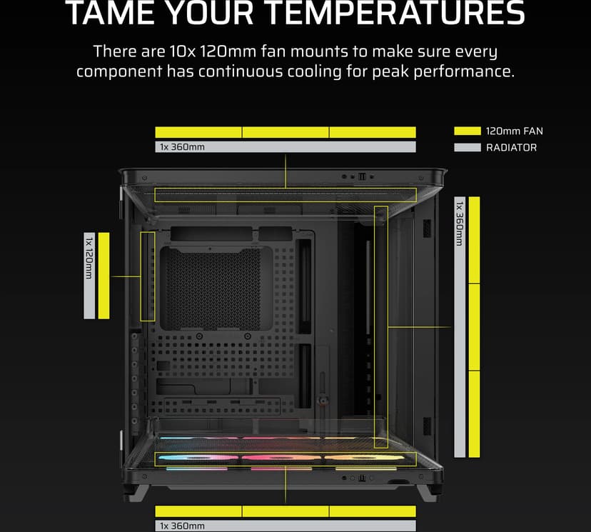 Corsair Air 5400 LX-R RGB iCUE Link 3X Chamber Midi Tower Sort