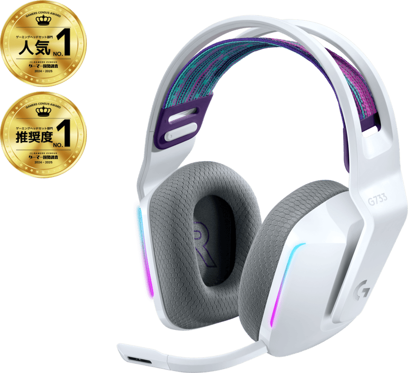 Logitech G733 Lightspeed Wireless RGB Gaming Headset Stereo Vit