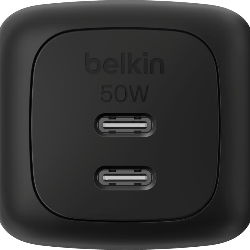 Belkin Dual USB-C GaN Wall Charger 50W Sort