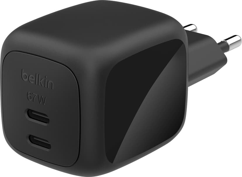 Belkin Dual USB-C GaN Wall Charger 67W Svart