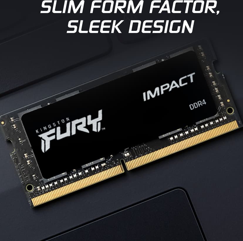 Kingston Technology FURY 32GB 3200MT/s DDR4 CL20 SODIMM Impact - (Löytötuote luokka 1) 32GB 1600, 3200MHz DDR4 260-pin SO-DIMM