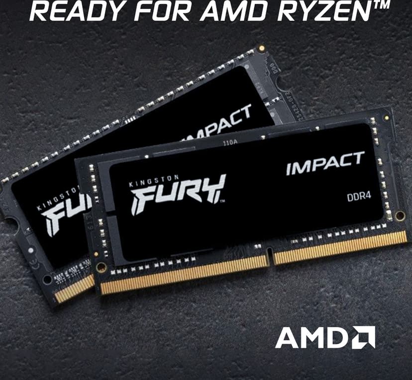 Kingston Technology FURY 32GB 3200MT/s DDR4 CL20 SODIMM Impact - (Fyndvara klass 1) 32GB 1600, 3200MHz DDR4 260-pin SO-DIMM